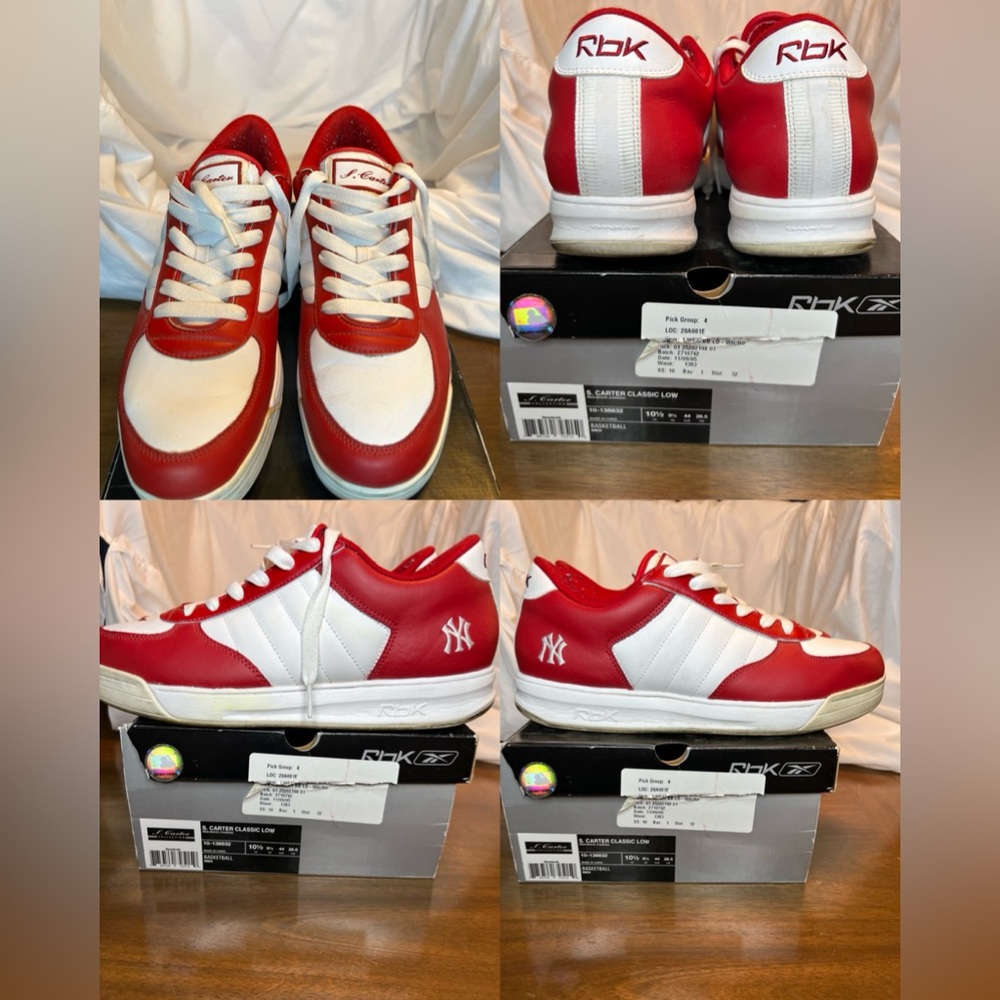Reebok S Carter SZ 10.5 Jay Z Yankees Logo Red & White